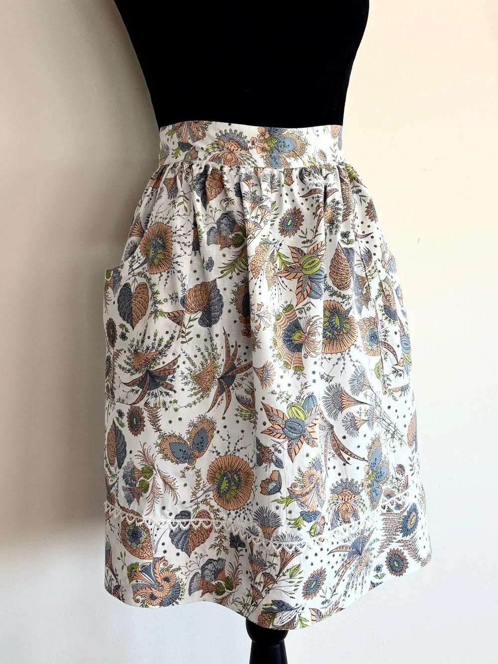 Vintage 70’s Handmade Half Apron Botanical Kitsch